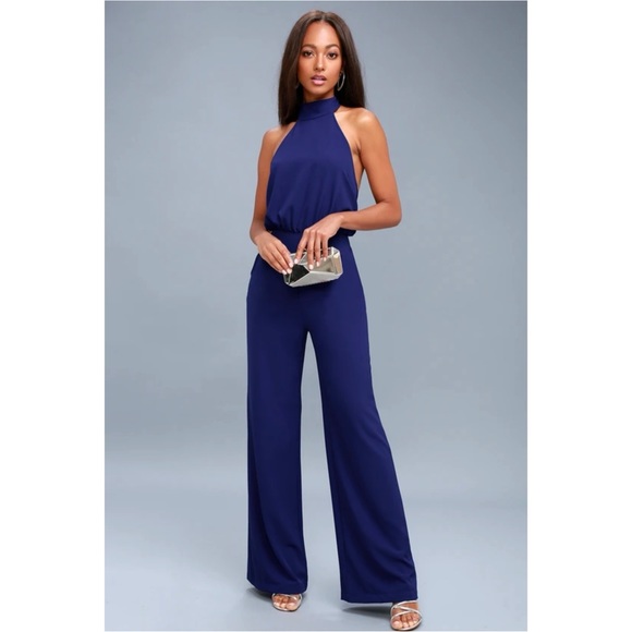Lulus Pants - Lulu’s moment for life Royal blue halter jumpsuit